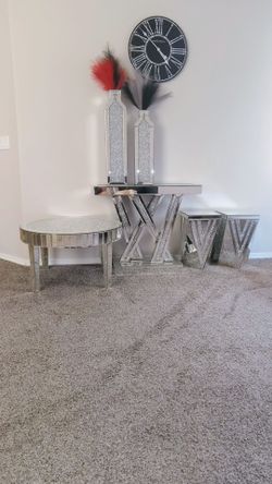 Glass tables with crushed diamonds