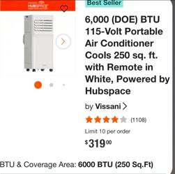 6,000 BTU SMART WI-FI PORTABLE AC NEW IN BOX