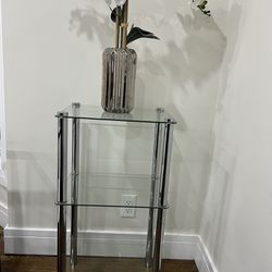 End Table - Glass Tiered With Chrome Legs 