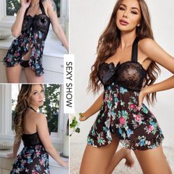 Avidlove Lingerie for Women Lace Babydoll Open Front Sleepwear