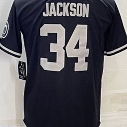 Raiders Baseball Jersey Bo Jackson 34 98 Black Silver S M L XL XXL XXXL