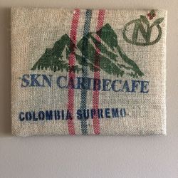 Framed Burlap Coffee Bag Colombia