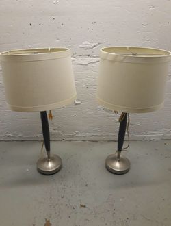 2 Metal Lamps With Black Wood