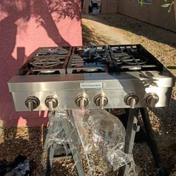 Kitchen Aid 36" 6 Burner Stainless Steel Gas Cooktop Item Number 1600674 From Lowe's 