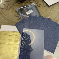 Event Navy Blue invitation set (18) w/ 5x7 plexiglass clear sheets