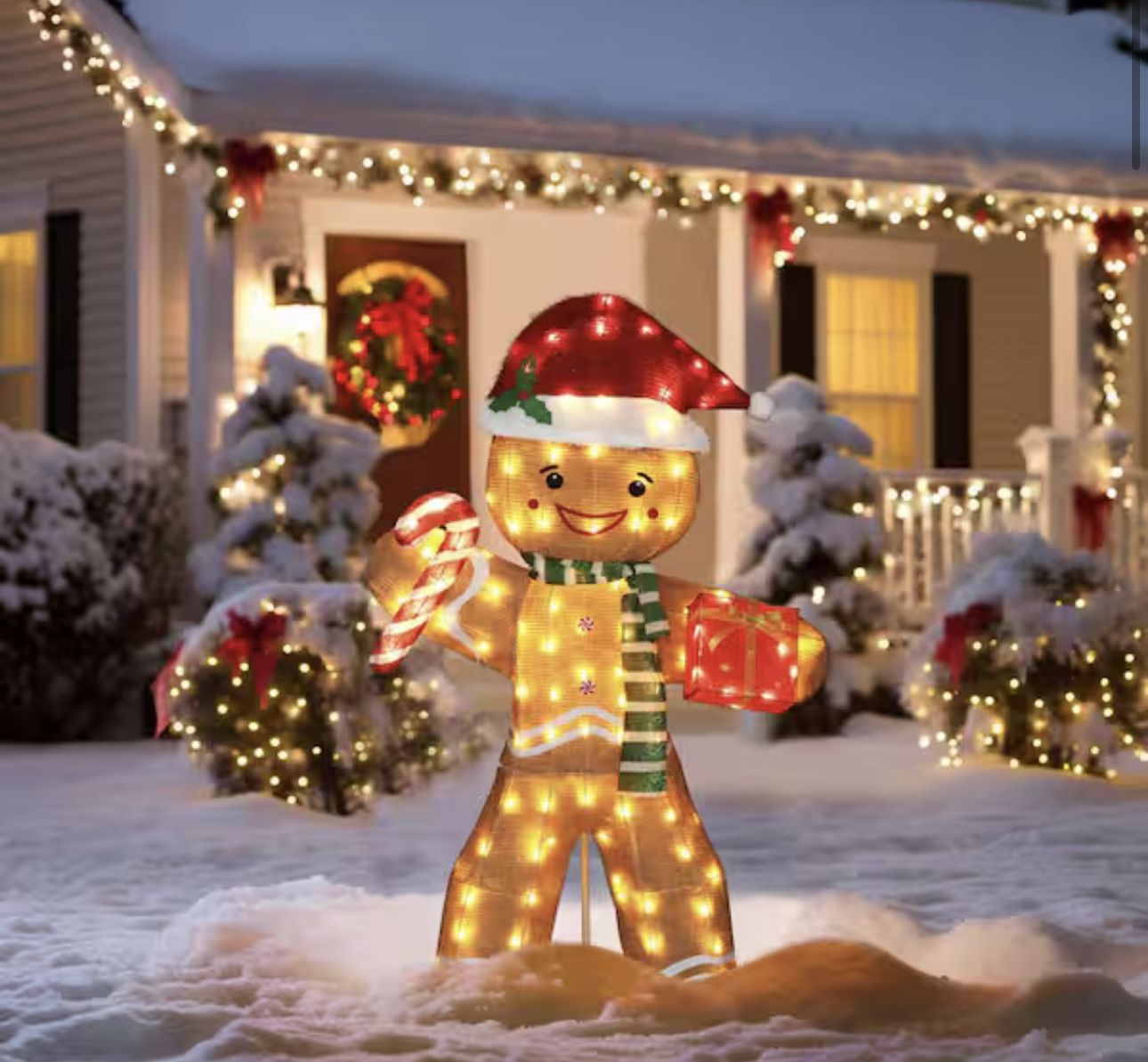 5 ft. Gingerbread Man Outdoor Christmas Holiday Yard Decoration Warm White LED