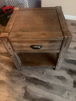 Rustic Wood End Table with Drawer