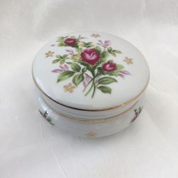 Vintage Jewelry Box -Porcelain FLORAL Design 