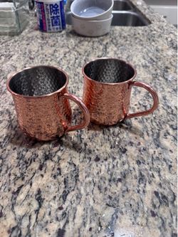 Set of 2 Hammered Copper Moscow Mule Mugs