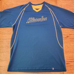 MILWAUKEE BREWERS COOPERSTOWN COLLECTION MAJESTIC JERSEY SHIRT, SIZE L