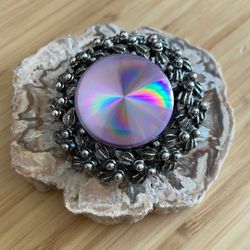 Jewelarama Vintage Holographic Refraction Disc Brooch