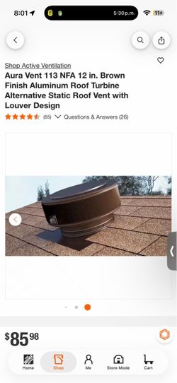 Active Ventilation Aura Vent 113 NFA 12 in. Brown Finish Aluminum Roof Turbine Alternative Static $