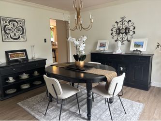 Dining set w pottery barn table, 4 chairs and 2 side pieces