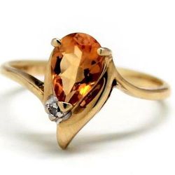 Ladies Citrine/10K Gold Birthstone Ring