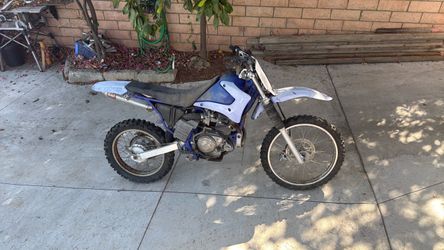 Blue and White Dirt Bike