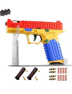 Bazilbazos Tactical DIY Building Block Handle Set, Bazilbazos Building Block Toy Gun, Funny DIY, Block Blaster with Display Stand, Full of Creativity 