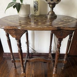 Vintage Side Table / Carved Wood