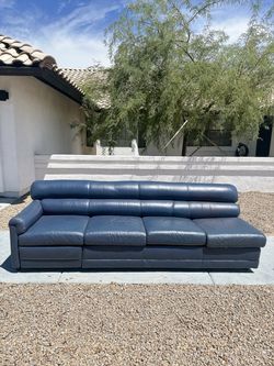 Blue leather 2-piece modular couch Mcm