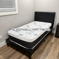Twin Size Bed Frame With Pillow Top Mattress Included 