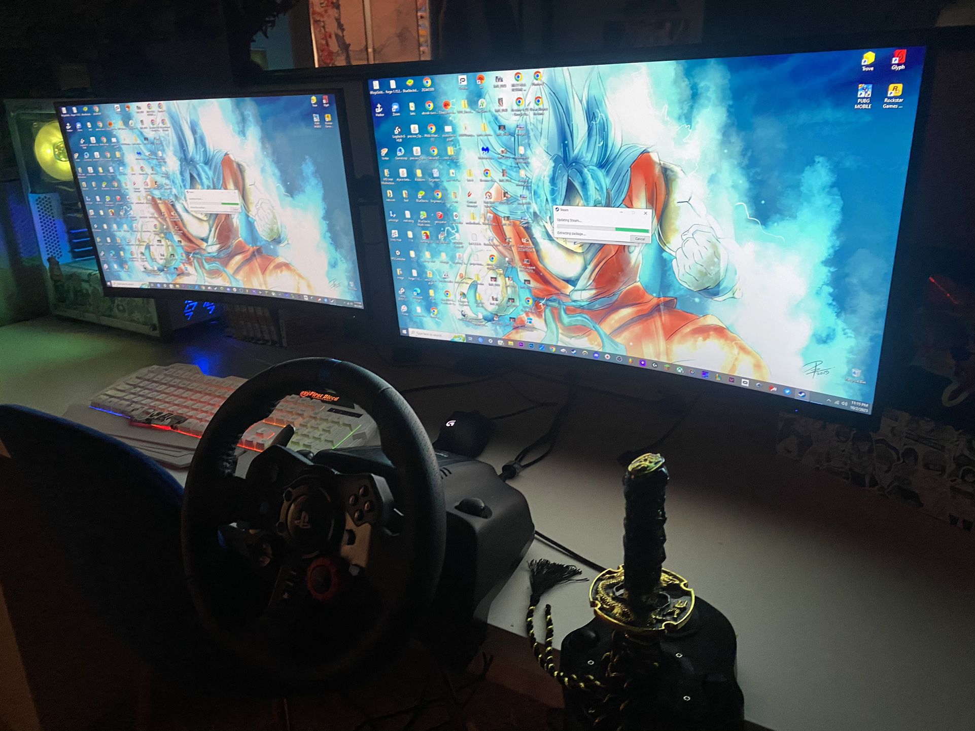Gaming Pc + Racing Sim+ Gaming Desk+ Gaming Monitors  Obo