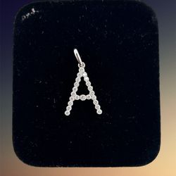 14K White Gold Unisex Diamond Initial Pendant