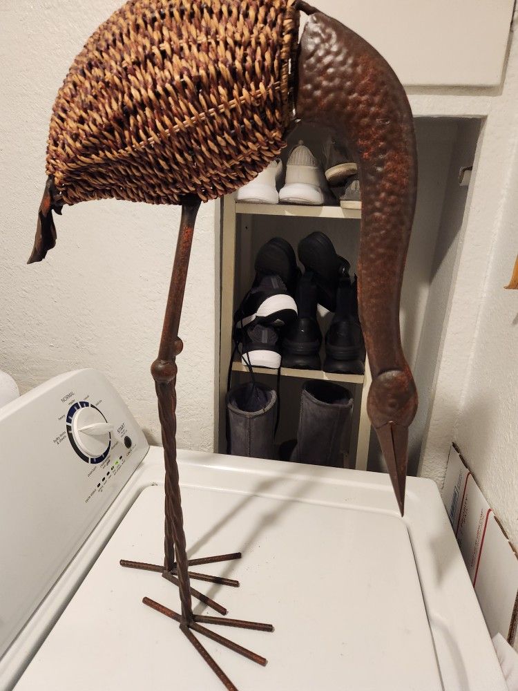Metal Woven Bird Floor Statue