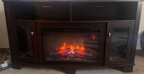 60”  Wood Fire Place Tv Stand (Blows Out Real Heat) PICK UP ONLY