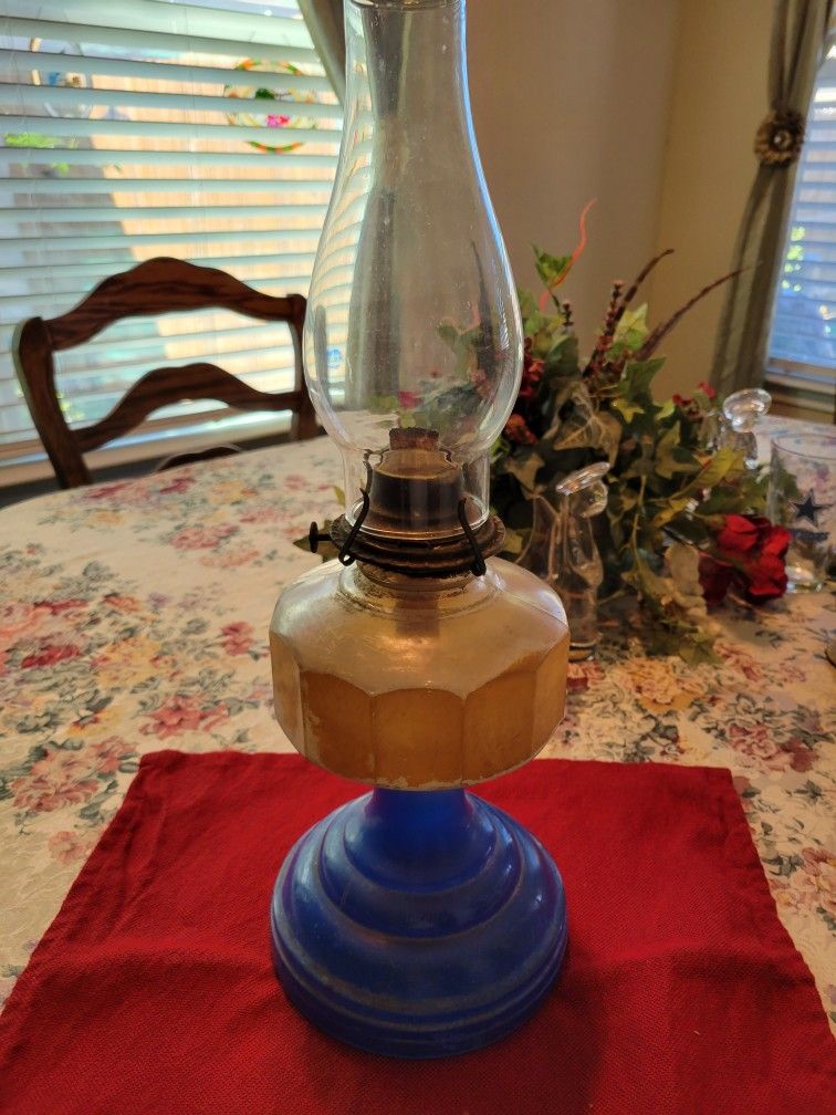 Vintage Glass Oil Lamp 