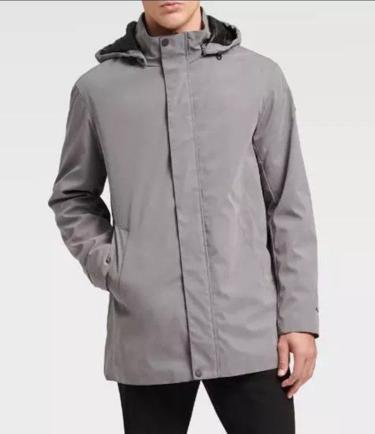 DKNY Men's Big & Tall All Man's Parka With Detachable Hood In Grey (Size : XXL )( Worn One Time / Brand New Condition )