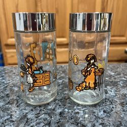 Vintage Glass 1980 Holly Hobby American Greetings  Pair of Salt and Pepper Shakers.  Size approximately 5 inches tall.  Preowned.  