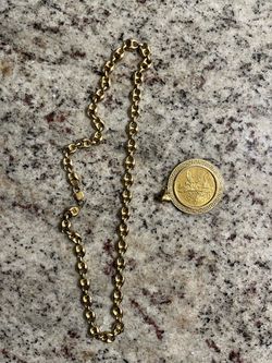 10k Gucci link puffer necklace with 10k Coin pendant
