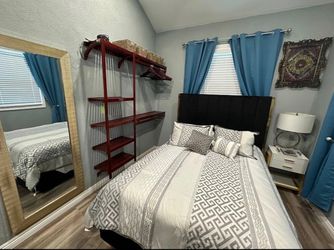 USED Queen Black Velvet Bed frame With bed Rails Wayfair