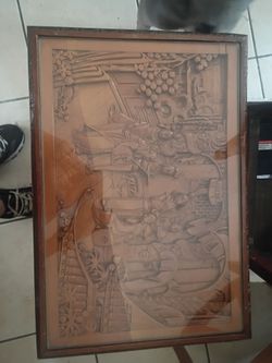 Set of 4 hand carved wood tabled