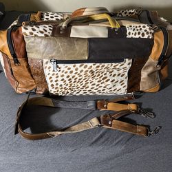 Cowboy Cowhide Leather Duffle Bag Authentic Hand Made Travel Bag Ranch Western