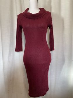 Jella Couture Burgundy Turtle Neck Dress (medium)