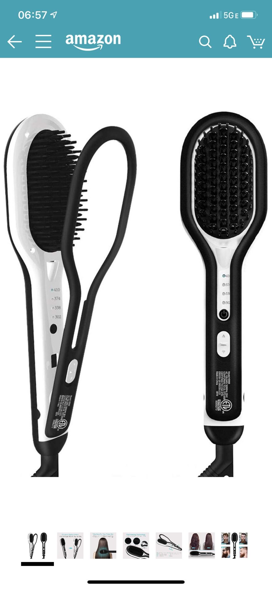 Hair Straightener Brush, Abody Beard Straightener with Anti-Scald Feature, 4 Heat Levels, Fast Ceramic Heating, Auto-Off & Dual Voltage, 360 Swivel C