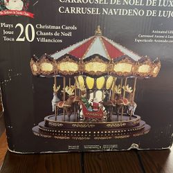 Mr. Christmas Deluxe Carousel, Reindeer, And Santa Sleigh
