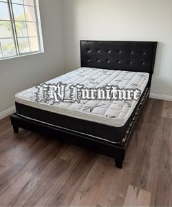 New queen bed frame with mattress