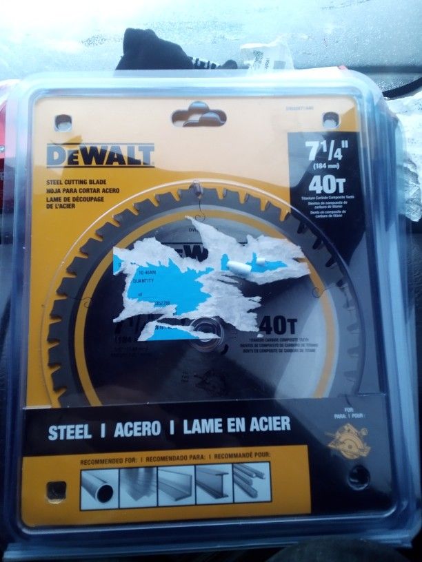 7 And 1/2 DeWalt Steel Cutting DeWalt Blades 42 Teeth For Rebar Steel Beams Steel Pipes