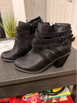 Black leather ankle boots