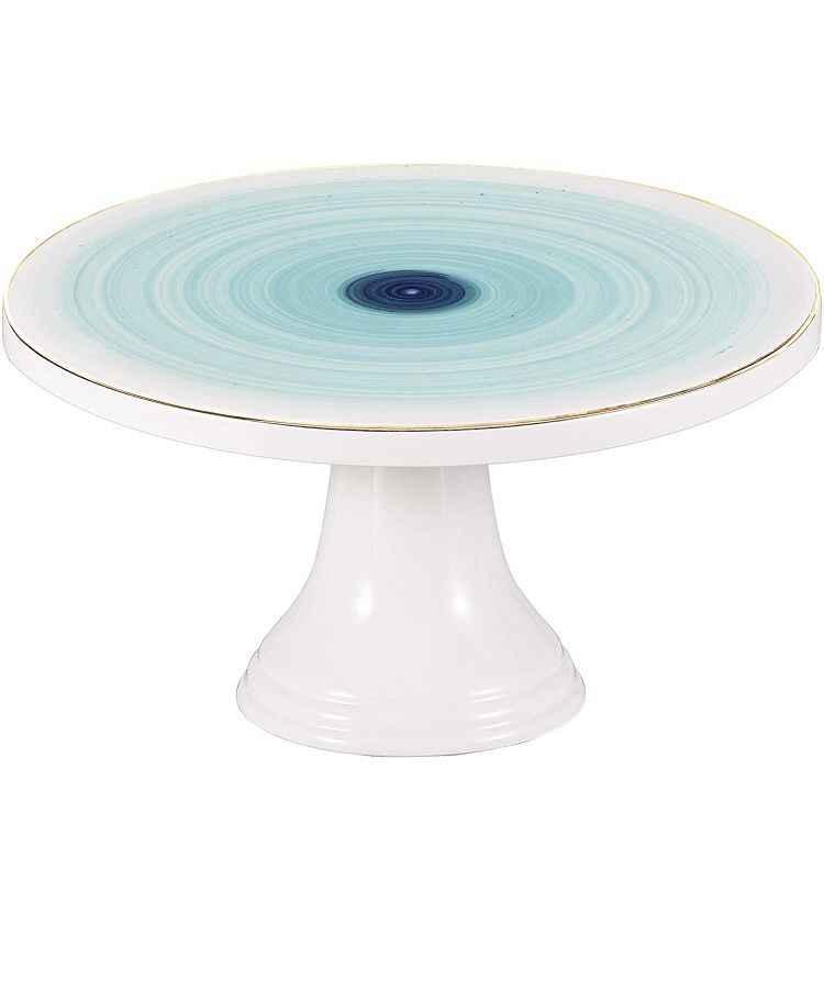 11" Porcelain Cake Stand with Real Gold Rim - BRAND NEW 