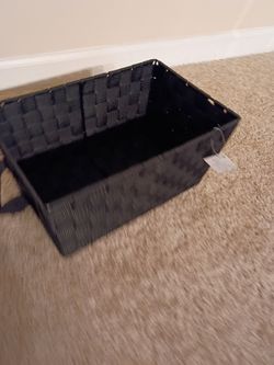 Simplify Woven Strap Shelf Tote 13.5"LX8.5"WX7"H, Black