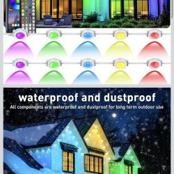 150FT Permanent Outdoor RGB Lights - Waterproof Smart LED Eaves Lights with App/Remote Control, Music Sync & DIY Scenes, Perfect for Christmas, Hallow