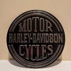 Harley-Davidson Embossed H-D Platinum Disc  14” Round Tin Sign