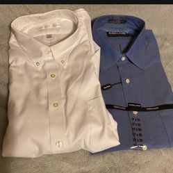 2 Men Dress Shirts Size 17 Brand New With Tags Attached Perfect For An Inexpensive Gift 🎁 