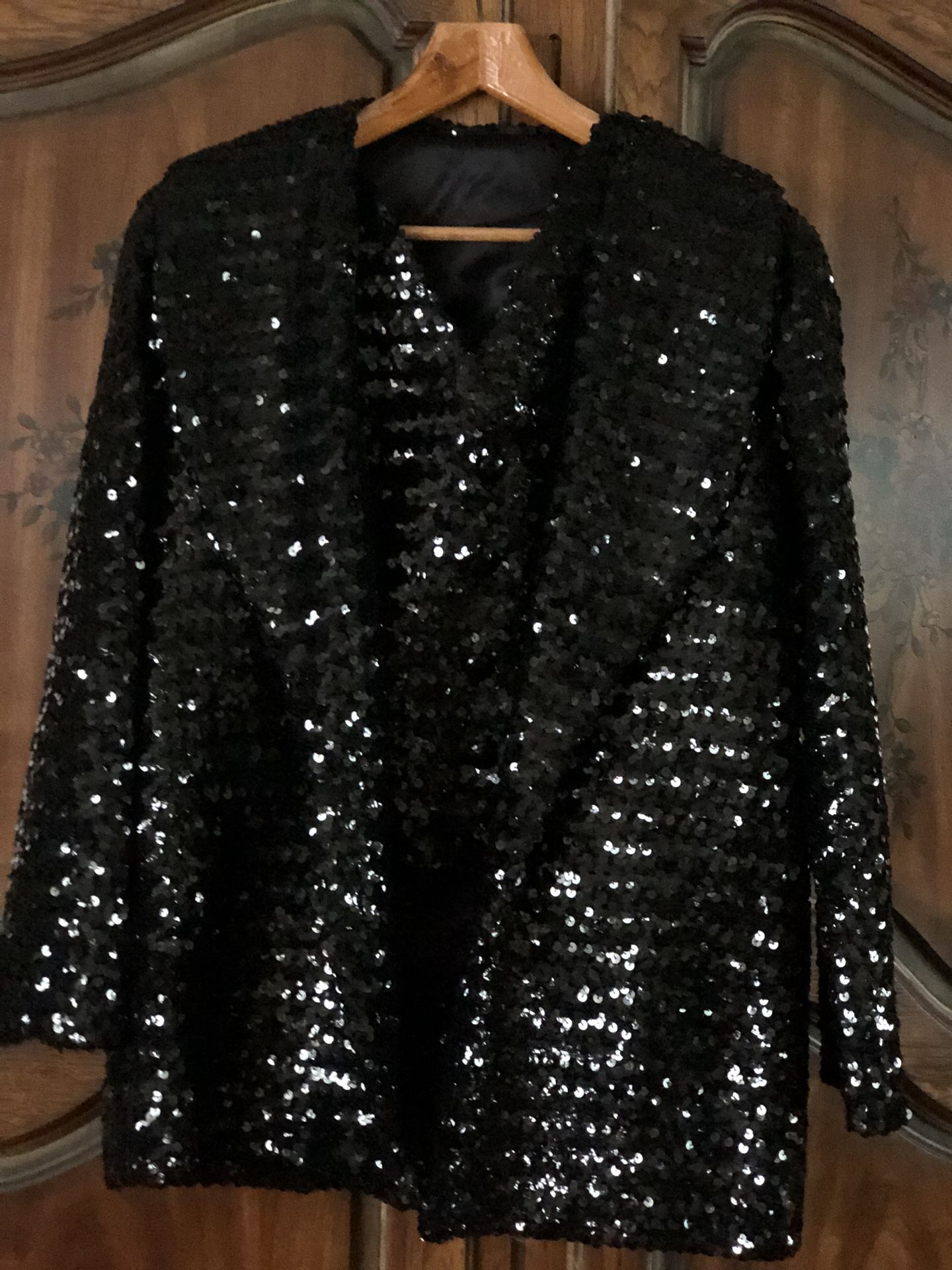 Black Sequin jacket lined medium to small