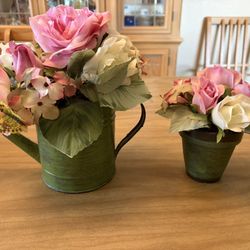 2 Pretty Silk Flowers In Pots For $5