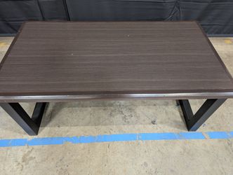 Contemporary Dark Brown Wood and Metal Coffee and End Table Set