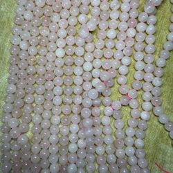 5 15” strands pink rose, quartz, 10mm gemstones round beads natural