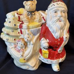 Vintage Santa Claus With Toys Cookie Jar Made In Brazil